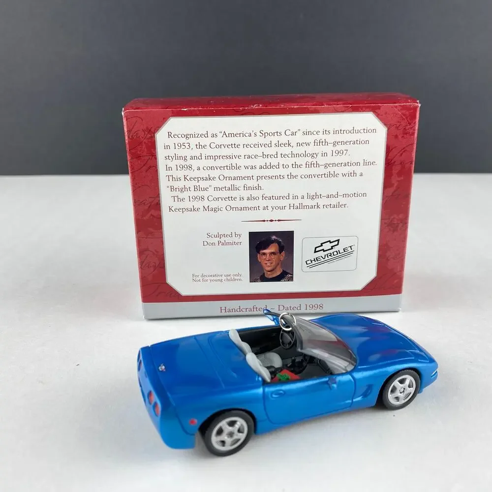 Vintage 1998 Hallmark Corvette Convertible Bright Blue Keepsake Ornament Box